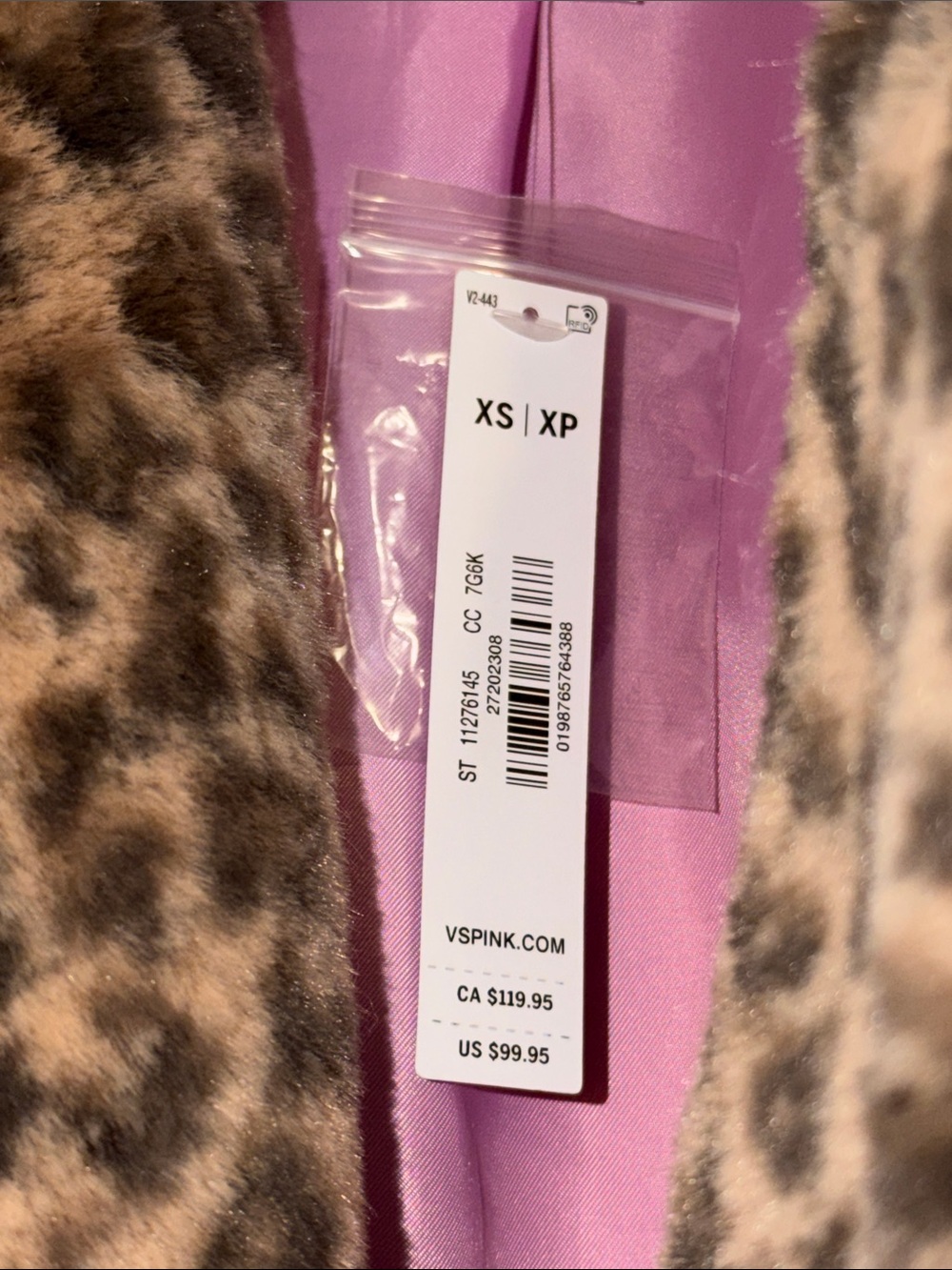 NWT! Faux Fur animal print Crop Jacket by Victoria secret size XS ! New - Picture 10 of 12